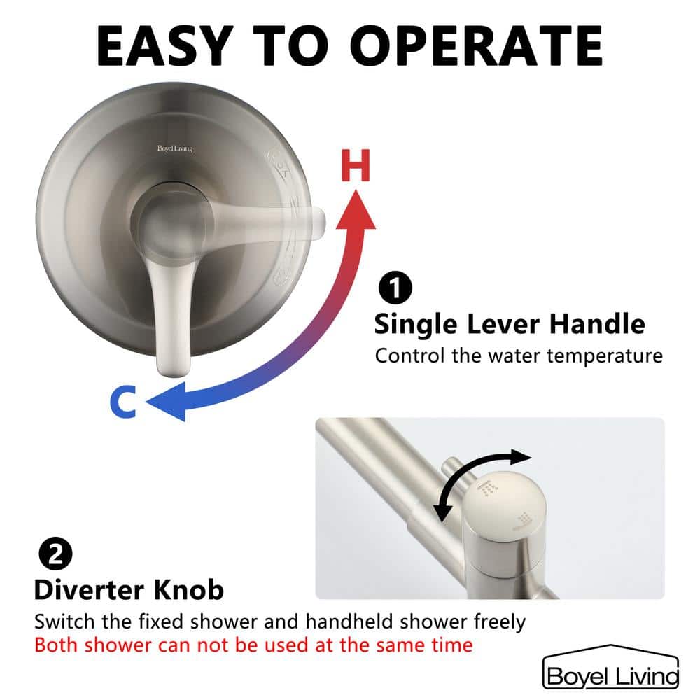 Brushed Nickel Dual Rain and Handheld Shower System