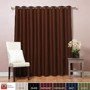 Chocolate Polyester Solid 100 in. W x 96 in. L  Grommet Blackout Curtain