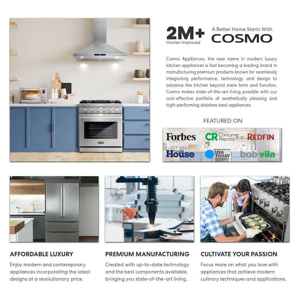 Cosmo 36 in. 500 CFM Ducted Under Cabinet Range Hood with Digital