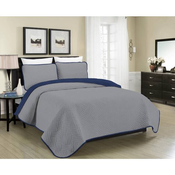 Grey/Navy Full/Queen Quilt Set M575457 