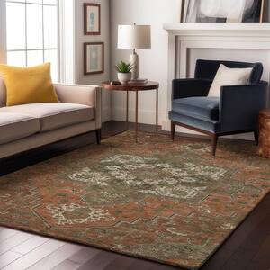 Mayfield Premium Machine Washable Abstract AMF1036 Rust 8 ft. x 10 ft. Area Rug