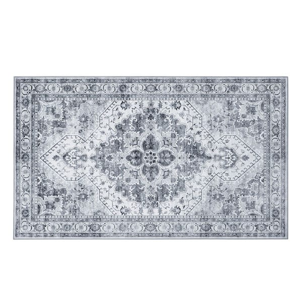 Wyatt & Ash Geraldine Gray 3 ft. x 5 ft. Tufted Geometric Polyester Accent Rug