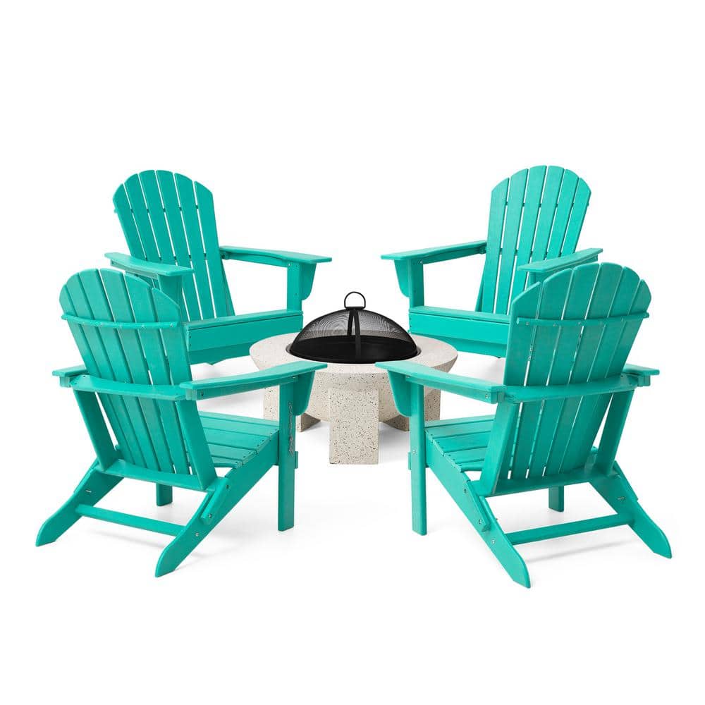 Glitzhome 5Piece Outdoor Patio Modern Faux Terrazzo MGO Wood Burning