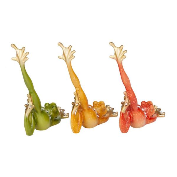 Litton Lane Multi Colored Polystone Frog Sculpture (Set of 3) 69384 - The  Home Depot