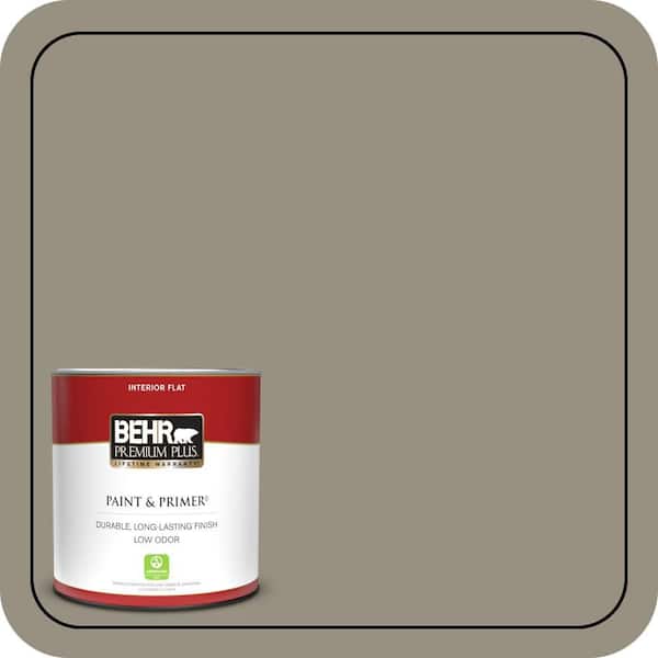 BEHR PREMIUM PLUS 1 qt. #N320-5 Gray Squirrel Flat Low Odor Interior Paint & Primer