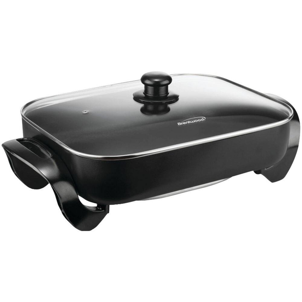 Brentwood 16 in. Black NonStick Electric Skillet with SeeThrough Lid