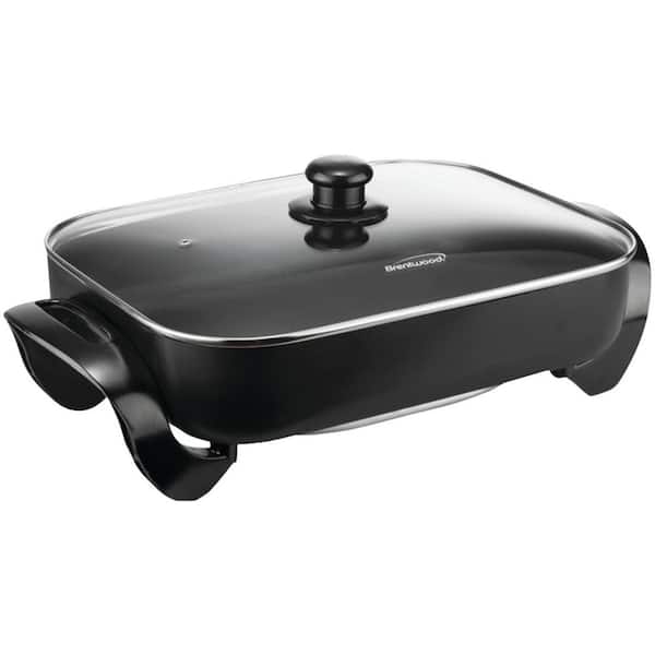 Brentwood 16 in. Black NonStick Electric Skillet with SeeThrough Lid
