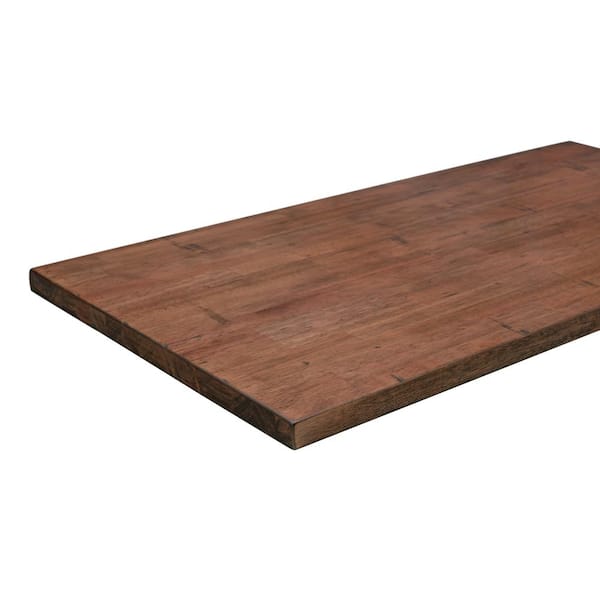 Hampton Bay 4 ft. L x 25 in. D Finished Distressed Eucalyptus Butcher Block Standard Countertop in UV with Live Edge