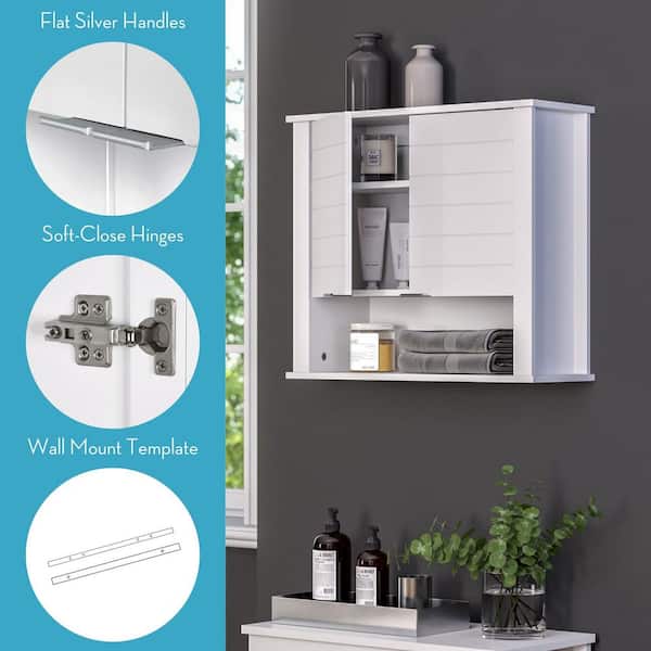 RiverRidge Madison 22.88-in x 19.88-in x 7.88-in White Bathroom Wall Cabinet