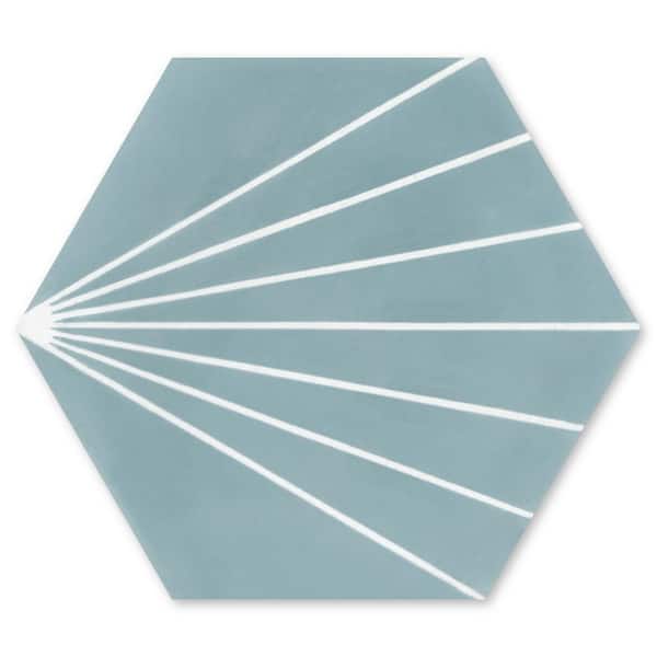 Villa Lagoon Tile Spark C Stone Blue 9 in. x 8 in. Cement Handmade