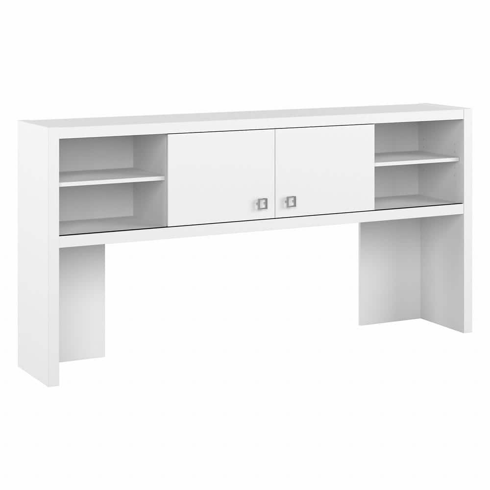 Bush Furniture Echo 71.22 in. Pure White Computer Desk Hutch with