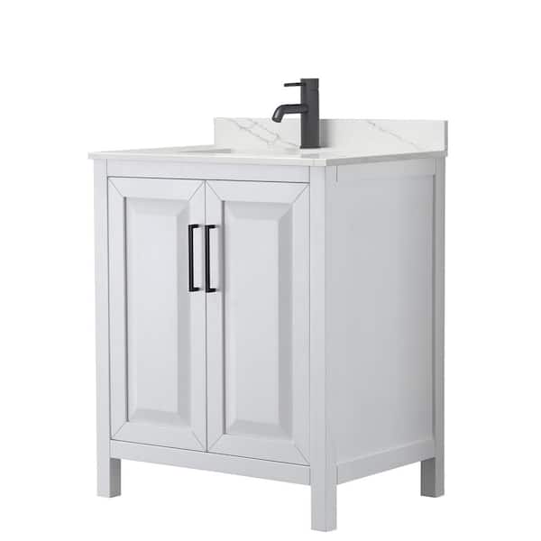 Wyndham Collection Daria 30 in. W. x 22 in. D x 35.75 in. H Single Bath Vanity in White with Giotto Quartz Top