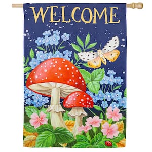 2-1/3 ft. x 3-2/3 ft. Welcome Mushroom Suede House Flag