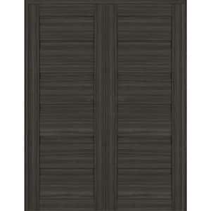 Louver 36 in. x 95.25 in. Both Active Gray Oak Wood Composite Double Prehung Interior Door