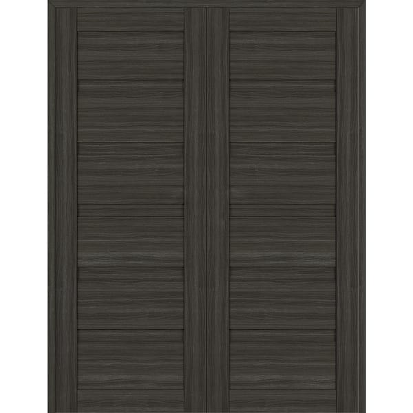Belldinni Louver 36 in. x 95.25 in. Both Active Gray Oak Wood Composite Double Prehung Interior Door