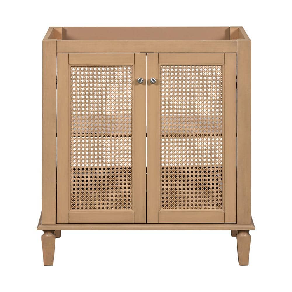30 in. W x 17.8 in. D x 33 in. H Freestanding Bath Vanity Cabinet without Top in Wood with Hidden Drawer, 2 Rattan-Doors price history on PriceWatchPro