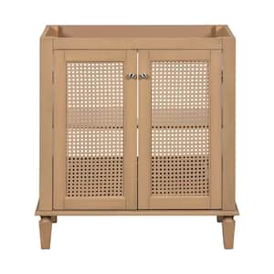 30 in. W x 17.8 in. D x 33 in. H Freestanding Bath Vanity Cabinet without Top in Wood with Hidden Drawer, 2 Rattan-Doors