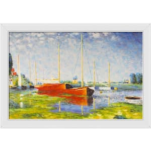 Red Boats at Argenteuil by Claude Monet Galerie White Framed Nature Oil Painting Art Print 28 in. x 40 in.
