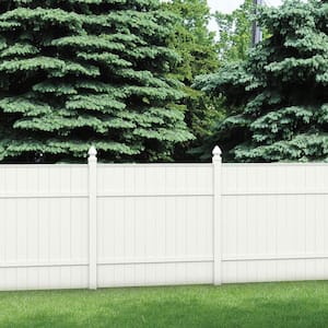 Installed White Vinyl Fence