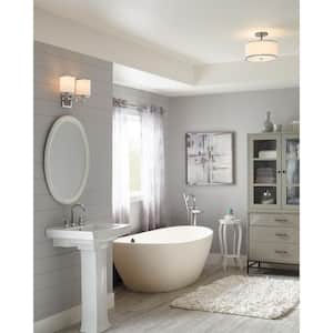 Prospect Park 14 in. 2-Light Satin Nickel and Chrome Traditional Modern Wall Bathroom Vanity Light with White Glass