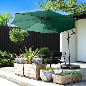 10 ft. Aluminum Cantilever Outdoor Patio Umbrella with Easy Crank Lift in Green