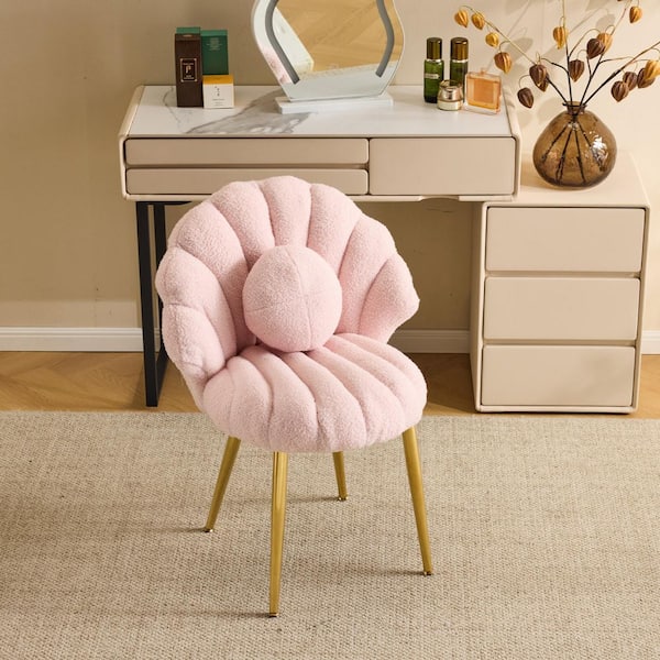 dressing table chair pink Pink Velvet Accent Chair Living Room Upholstered Vanity Dressing Stool Tub Sofa
