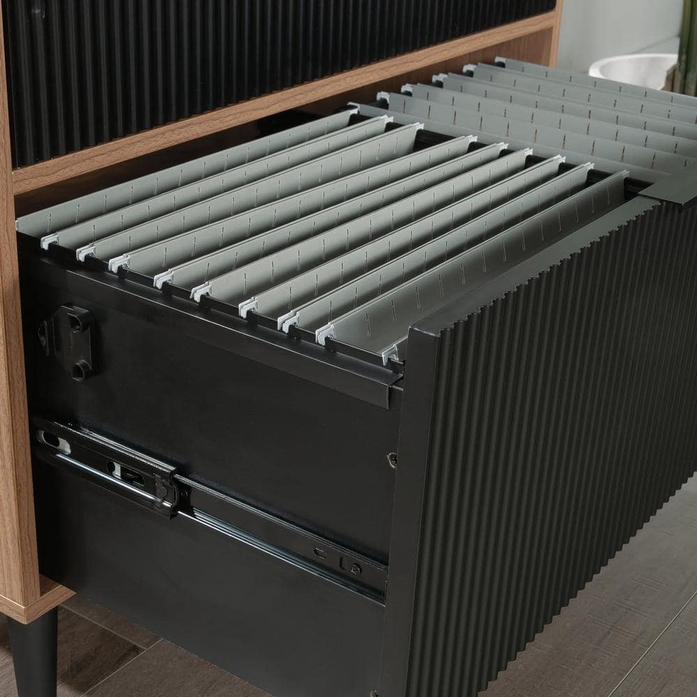 Serene Walnut and Black 2-Drawer Lateral File Cabinet