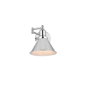 Simply Living 7 in. 1-Light Modern Chrome Vanity Light with Chrome Cone Shade
