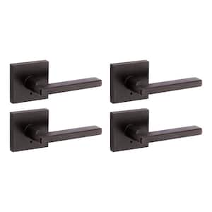 Halifax Square Venetian Bronze Privacy Bed/Bath Door Lever with Lock (4-Pack)