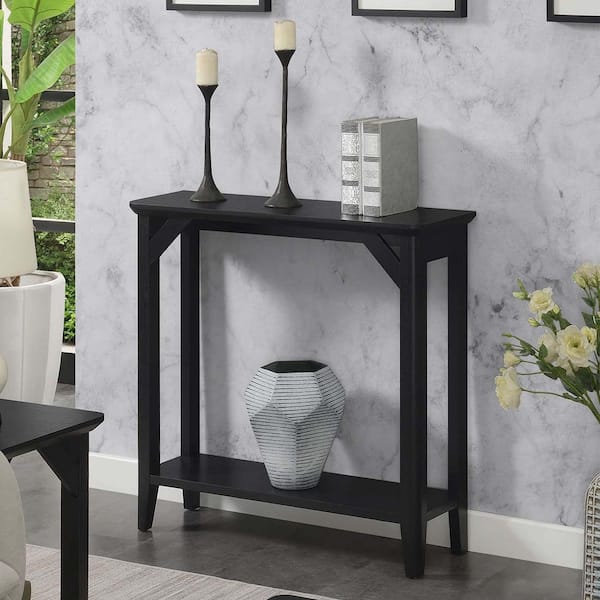 Winston 36 in. Black Rectangle MDF Entryway Hall Console Table with Shelf