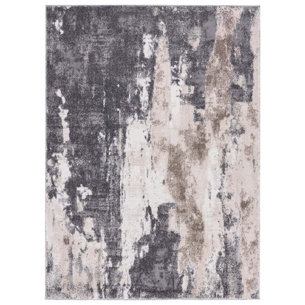Gray Polypropylene 8 ft. x 10 ft. Abstract Indoor Area Rug