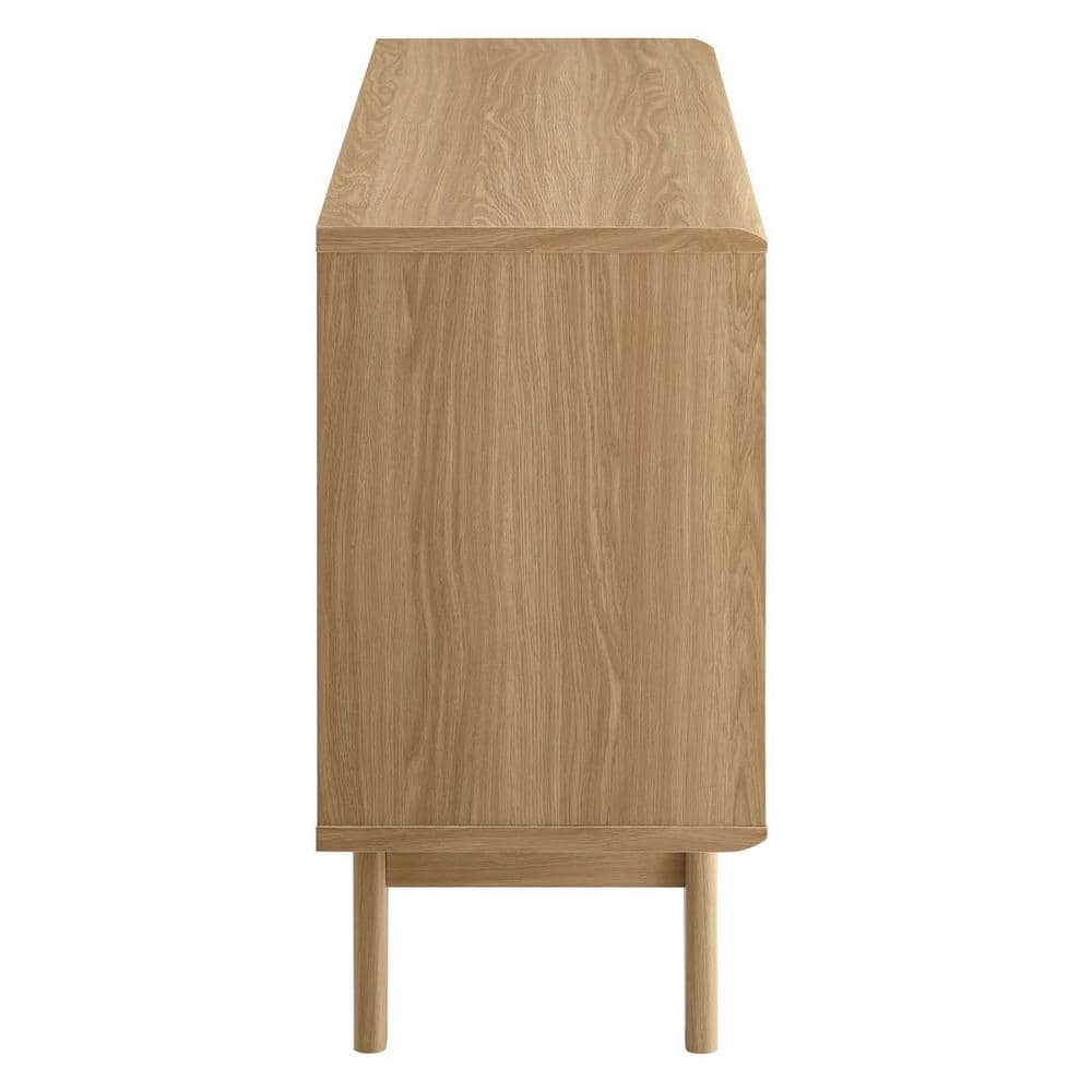 Mid-Century Oak Cabinet with Sliding Door