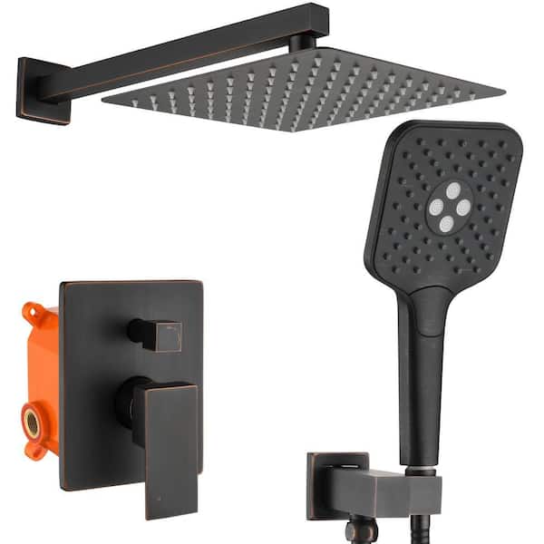 Toject Pardo 3-Spray Patterns with 1.8 GPM 9.8 in. Wall Mount Dual Shower Heads with Handheld Shower in Oil Rubbed Bronze
