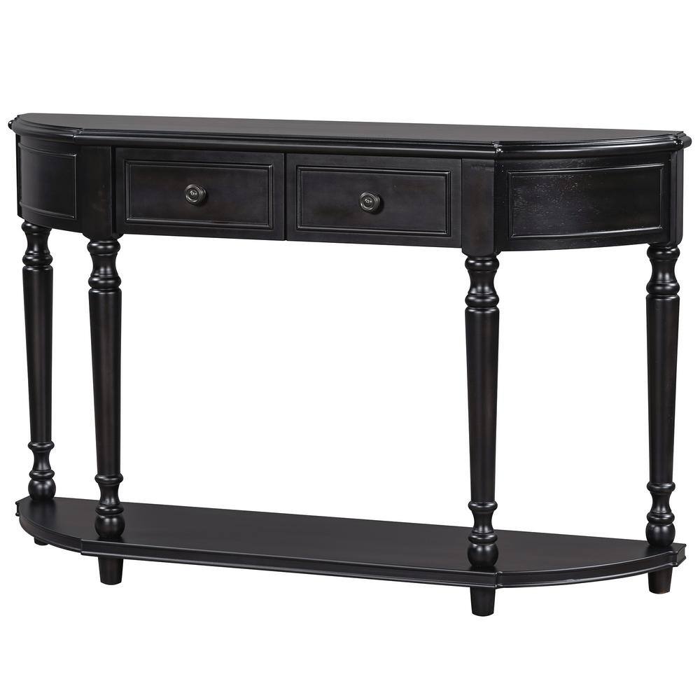 Retro 52 in. Espresso Rectangle Wood Console Table with Open Style Shelf Solid Wooden Frame and Legs Two Top Drawers price history on PriceWatchPro