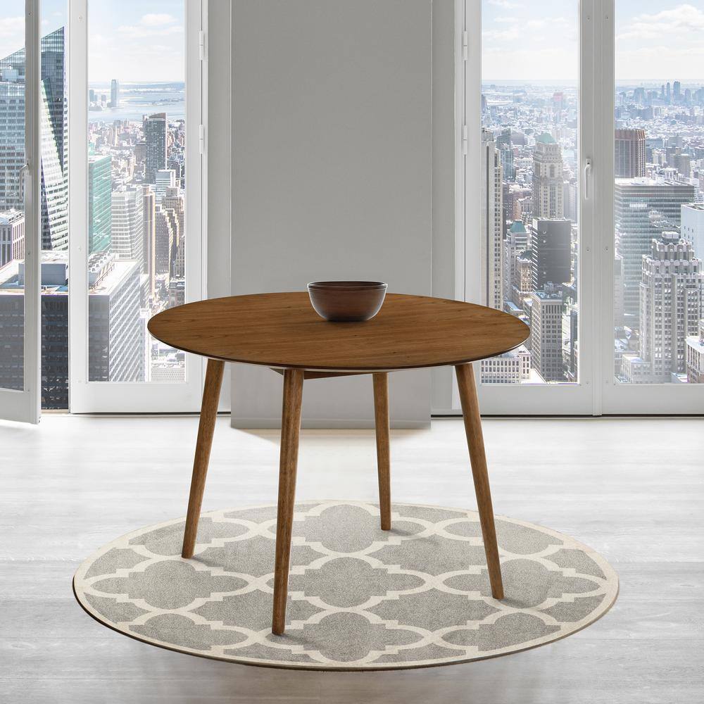 Arcadia 42" Round Walnut Wood Contemporary Dining Table
