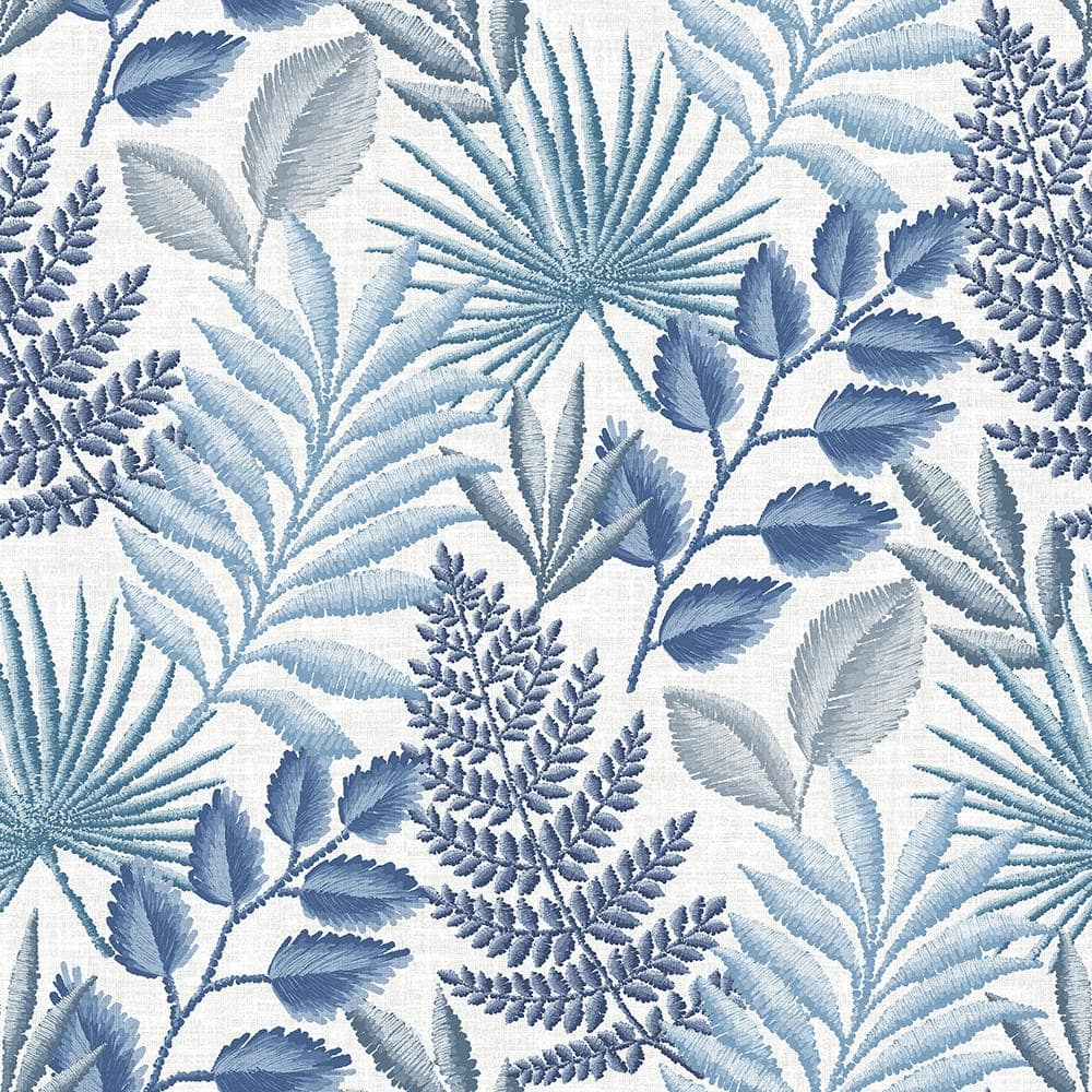 Palomas Blue Botanical Blue Wallpaper Sample