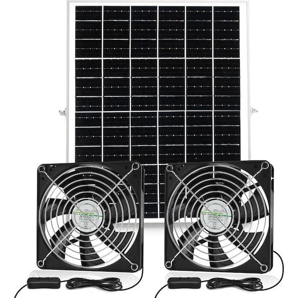 IP67 Waterproof Solar Dual Fan Kit 5.5 in. for Outdoor Chicken Coop Greenhouse Shed 25-Watt Panel with 15 ft. Cord