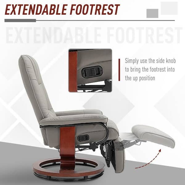 HOMCOM Gray Faux Leather Standard (No Motion) Recliner 833-621V01GY - The  Home Depot