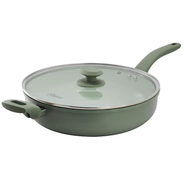 5 Quart Aluminum Nonstick Saute Pan with Lid in Evergreen