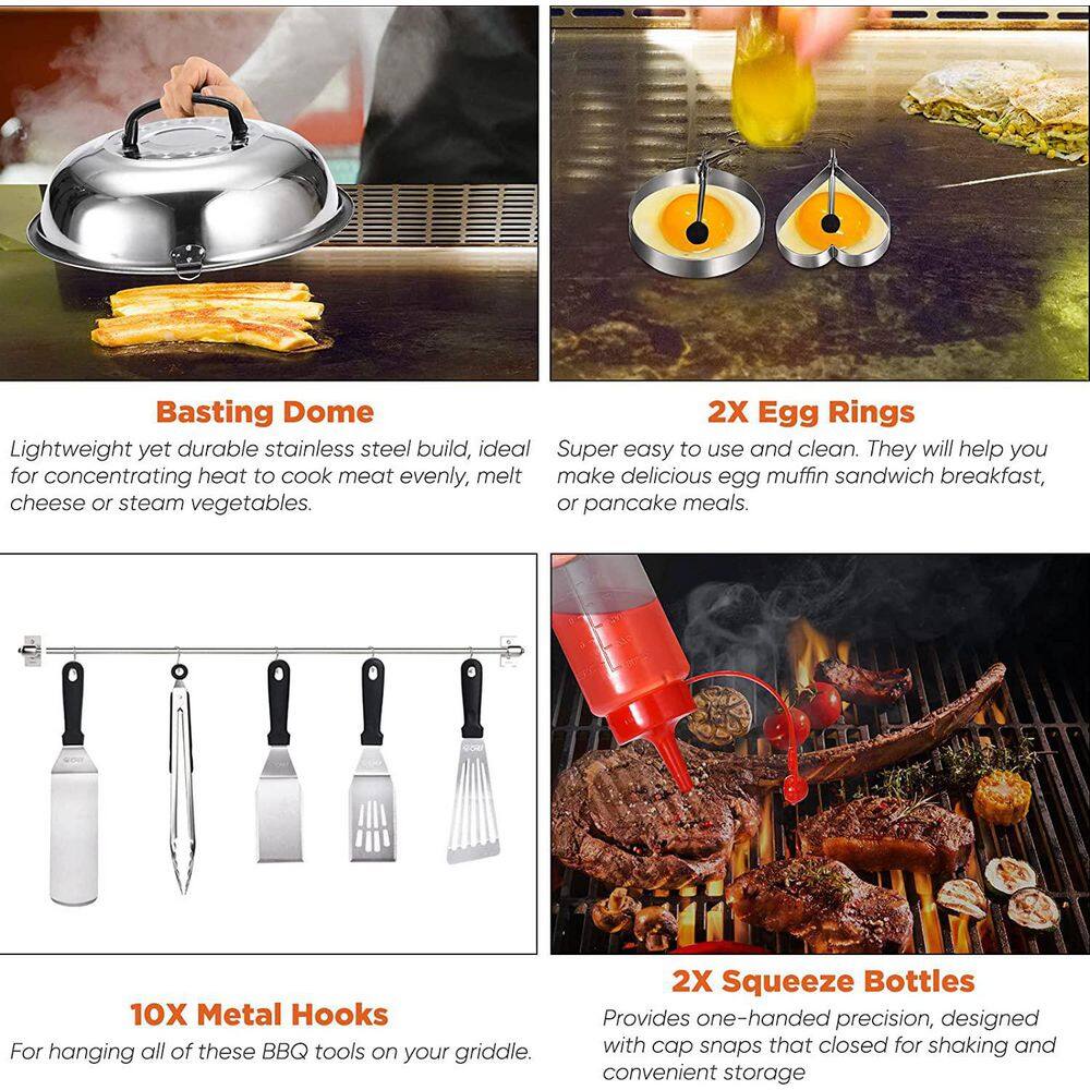 Commercial Chef 36 Piece Griddle Accessories for Blackstone Griddles - Flat Top Grill Accessories