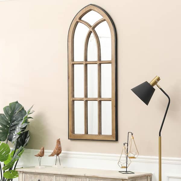 Details about   Luxen Home Rectangular Wood Window Frame Decorative Mirror in Natural 