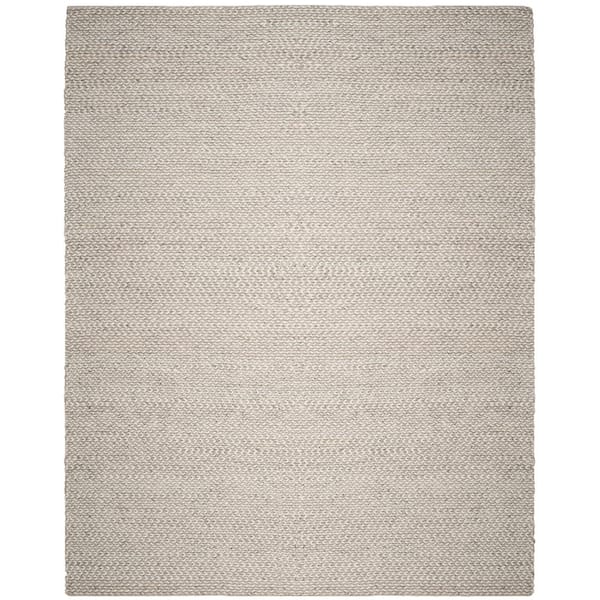 Natura 11 ft. x 15 ft. Ivory/Silver Solid Color Distressed Area Rug