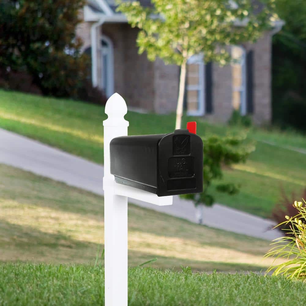 Parsons Black Medium Plastic Post Mount Mailbox