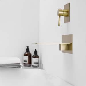Single Handle Wall Mount Bath Spout Waterfall Tub Black Faucet Bathtub Filler in Brushed Gold