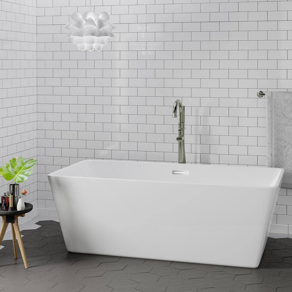 Siren 63.62'' White Freestanding Acrylic Soaking Tub