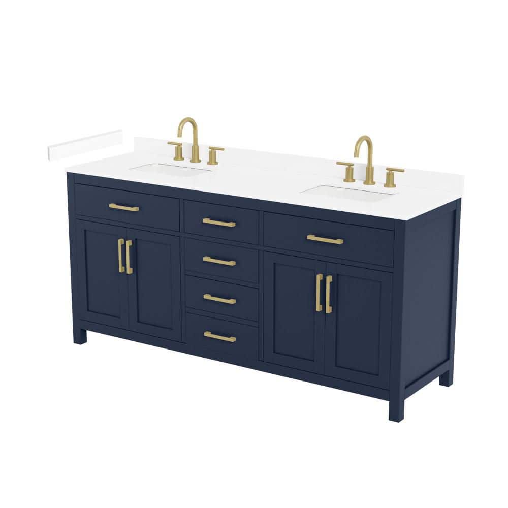 Beckett 72 in. Double Freestanding Dark Blue Bath Vanity with Top price history on PriceWatchPro