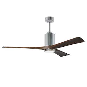 Patricia 60 in. LED Indoor/Outdoor Damp Polished Chrome Ceiling Fan with Remote Control, Wall Control