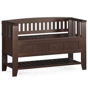 27 in. H X 48 in. W X 17 in. D Acadian Brunette Brown Entryway Storage Bench with Shelf