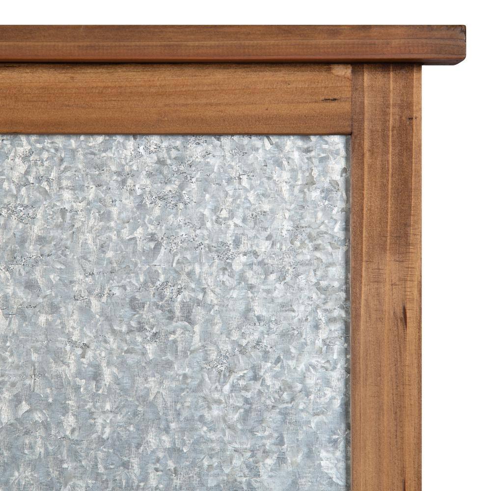 Rustic Brown Wood and Metal Magnetic Wall Organizer with Hooks