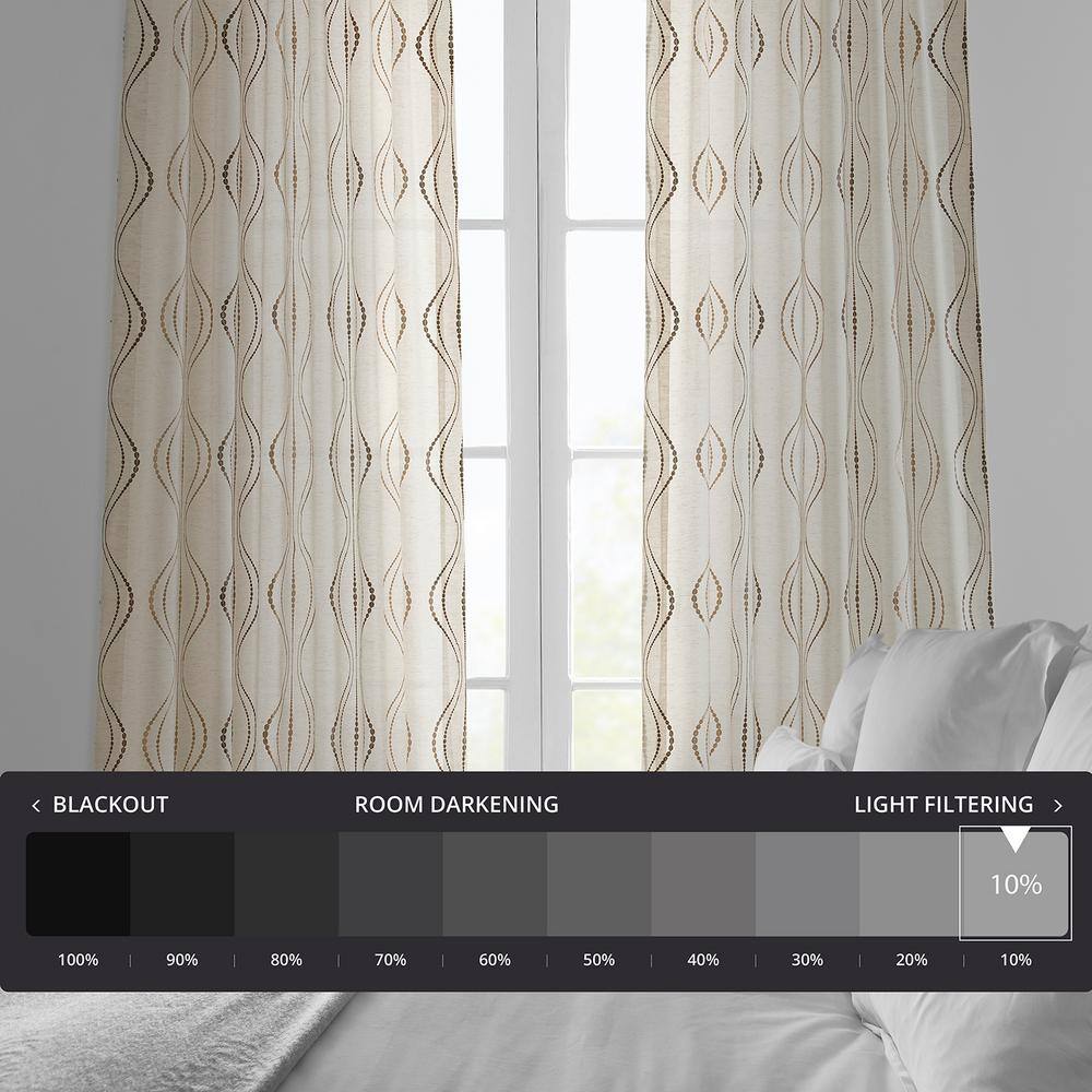 Extended Noir Embroidered Sheer Faux Silk Drapes